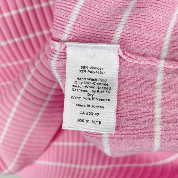Talbots Size Small Striped Sleeveless Ribbed Mockneck Sweater Pink White - Picture 6 of 6